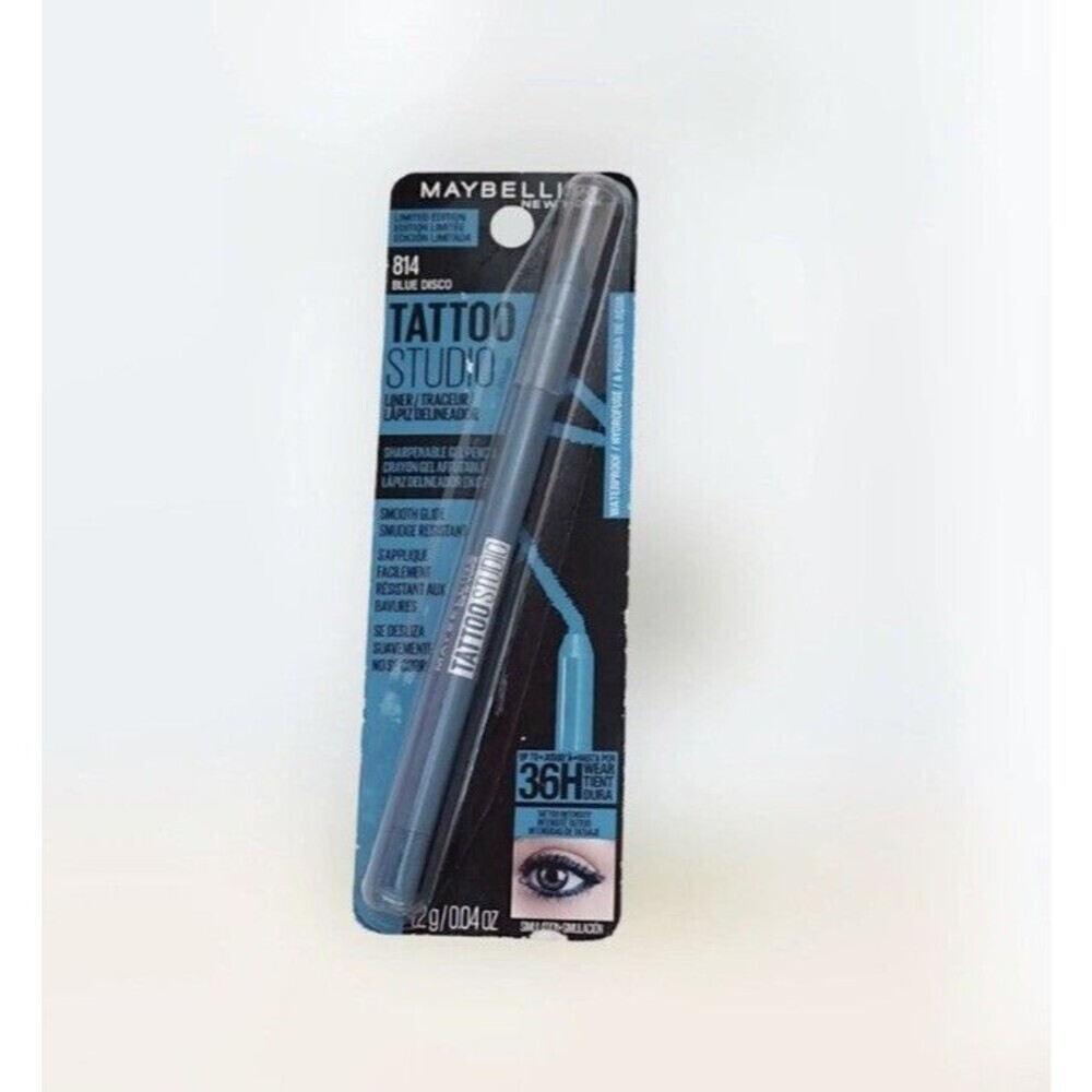 Ltd Ed MAYBELLINE TATTOO STUDIO 36HR WATERPROOF Eyeliner Pencil #814 BLUE DISCO